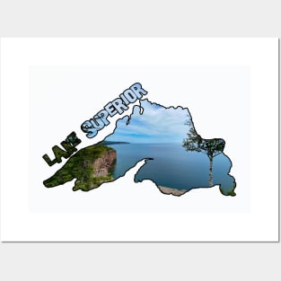 Lake Superior Outline (Palisade Head) Posters and Art